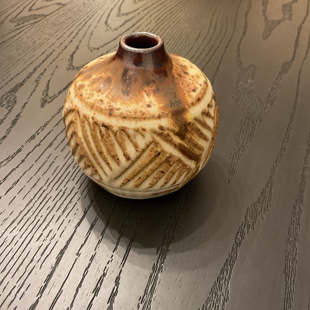 Mid Century Artist Signed Studio Art Mini Pottery Vase - Picture 2 of 5